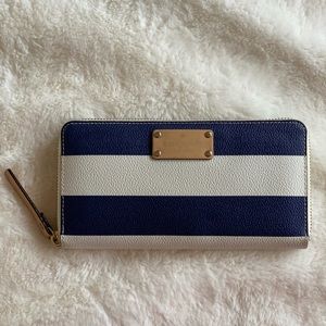 Kate Spade blue and white stripe wallet leather!